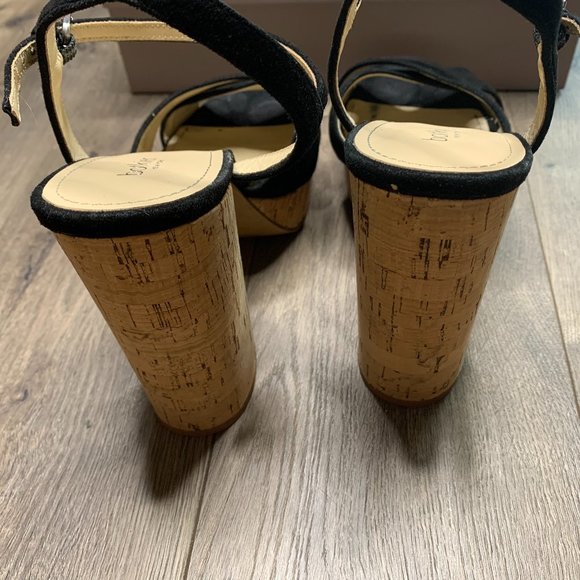 Botkier | Size 10 Black Velvet Open Toe Cork Heels - Picture 7 of 10